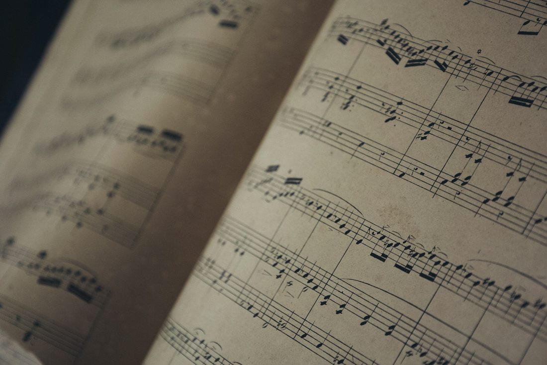 Music notation on a score
